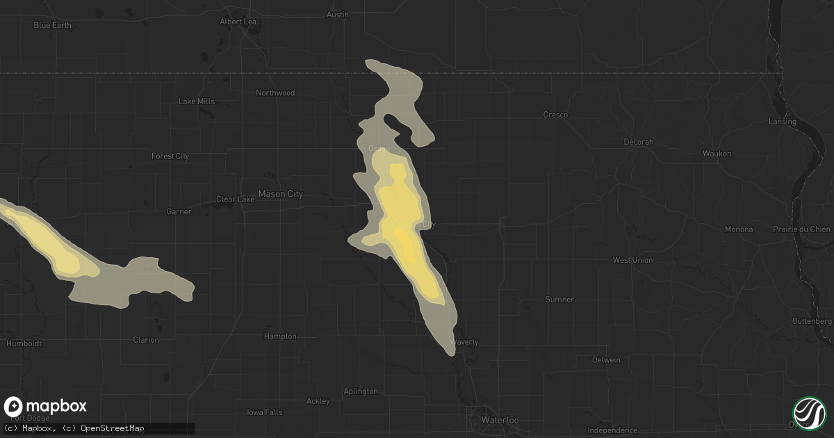 Hail map in Charles City, IA on June 10, 2016
