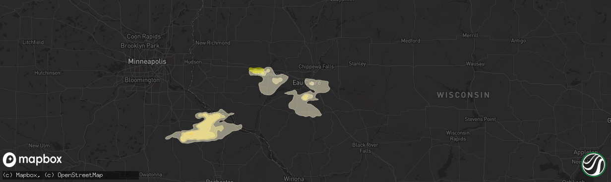 Hail map in Eau Claire, WI on June 10, 2016