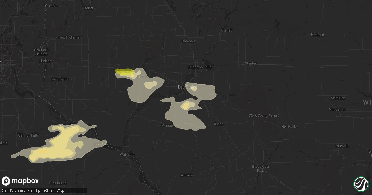 Hail map in Eau Claire, WI on June 10, 2016