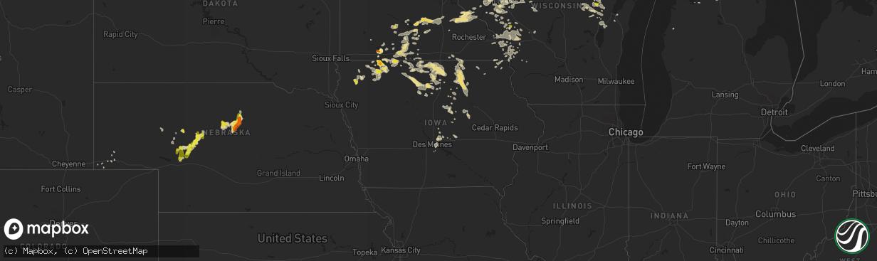 Hail map in Iowa on June 10, 2016