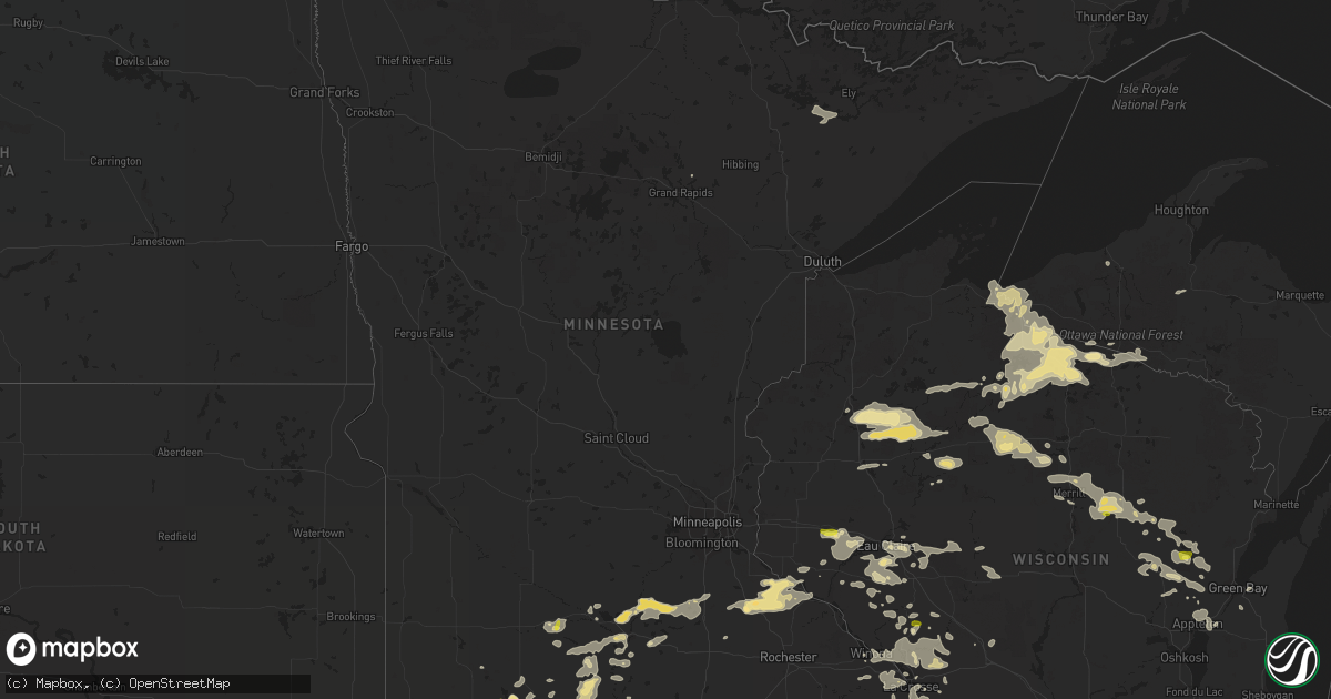 Hail map in Minnesota on June 10, 2016