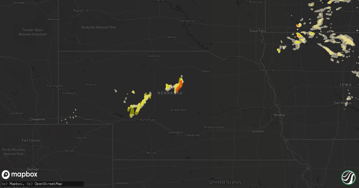 Hail map in Nebraska on June 10, 2016