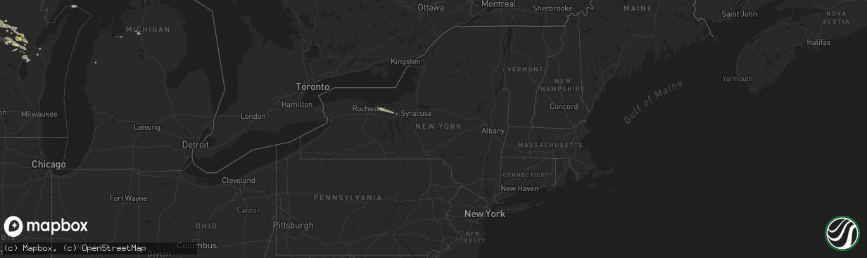 Hail map in New York on June 10, 2016