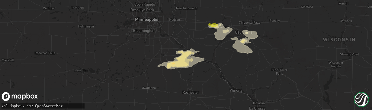 Hail map in Red Wing, MN on June 10, 2016