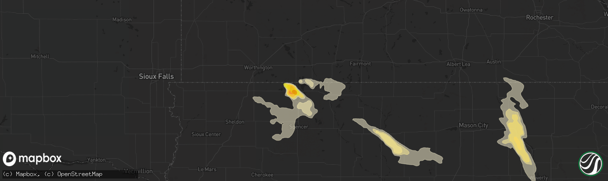 Hail map in Spirit Lake, IA on June 10, 2016