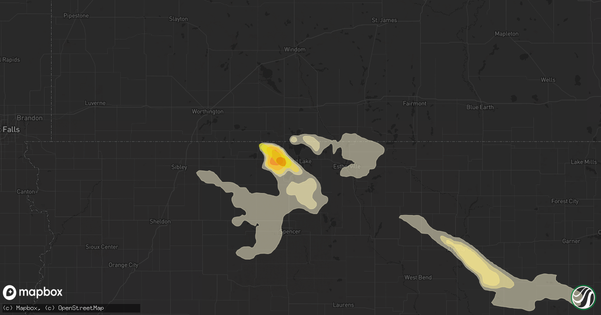 Hail map in Spirit Lake, IA on June 10, 2016