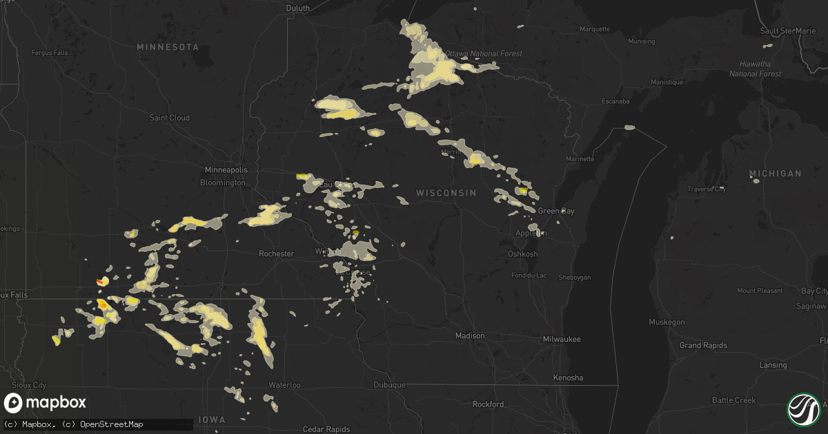 Hail map in Wisconsin on June 10, 2016