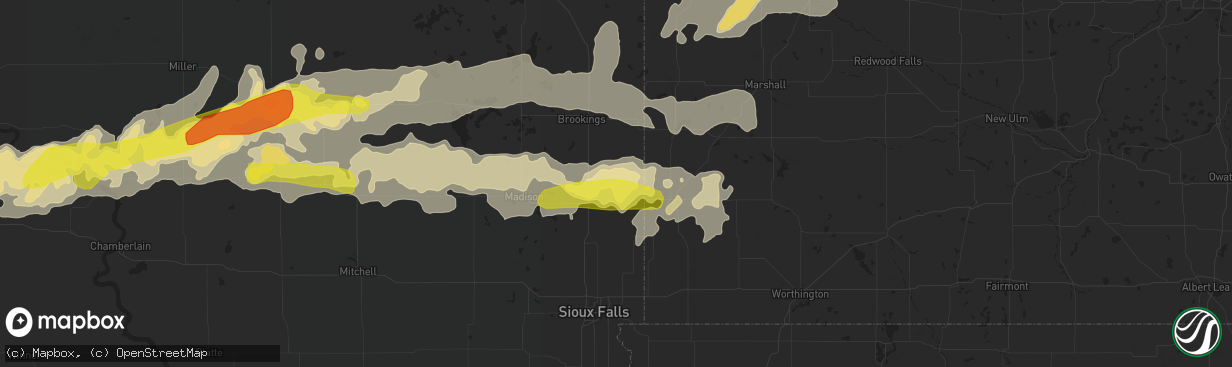 Hail map in Flandreau, SD on June 10, 2017