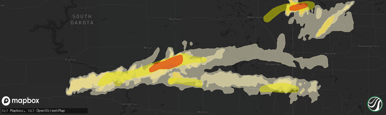 Hail map in Huron, SD on June 10, 2017