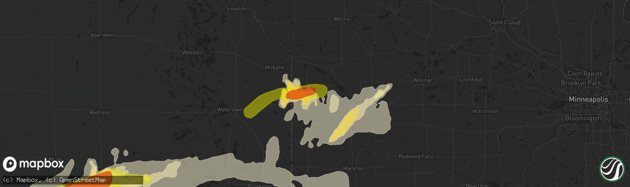 Hail map in Madison, MN on June 10, 2017