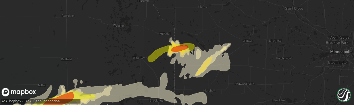 Hail map in Marietta, MN on June 10, 2017