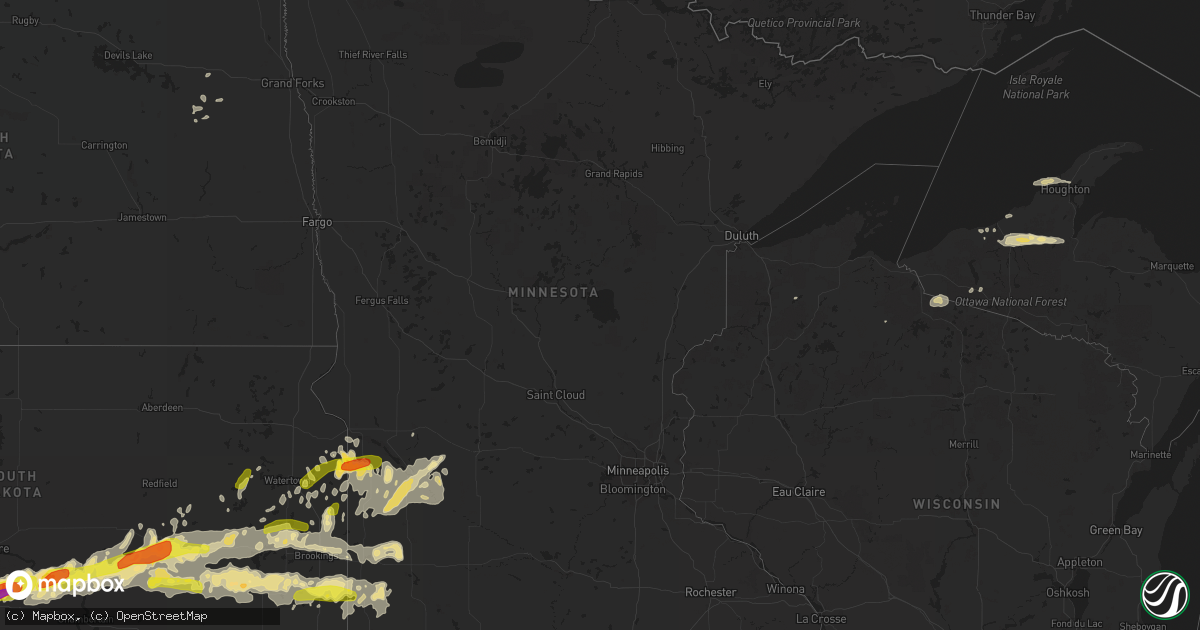 Hail map in Minnesota on June 10, 2017