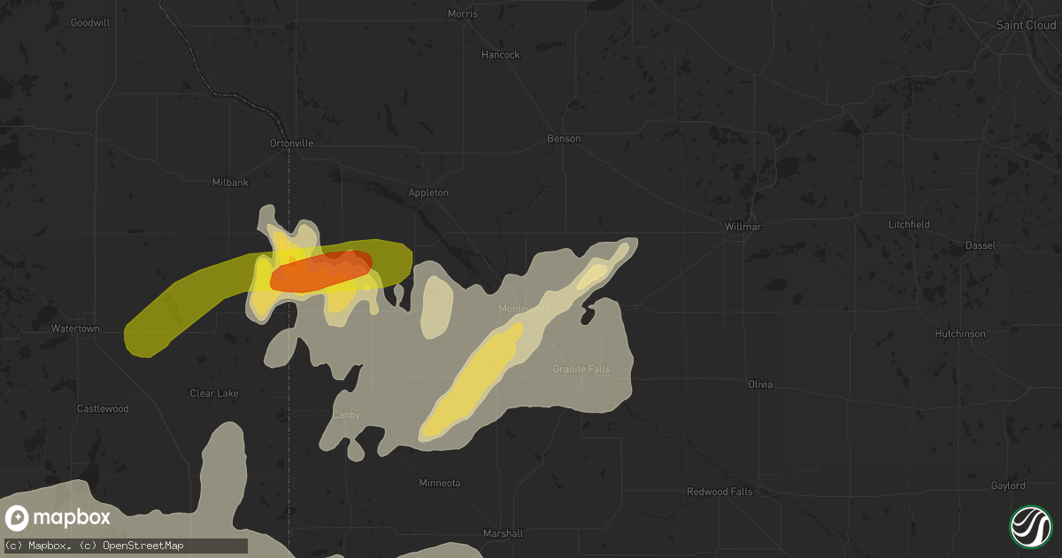Hail map in Montevideo, MN on June 10, 2017