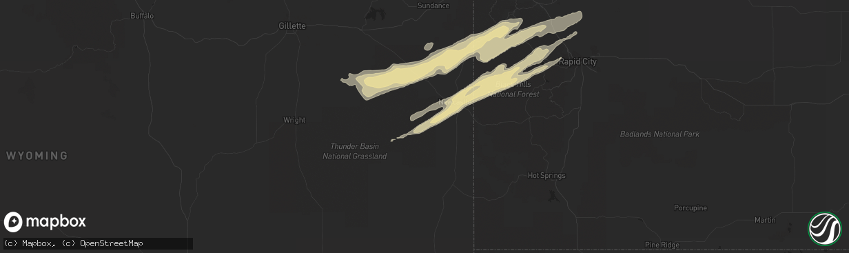 Hail map in Newcastle, WY on June 10, 2017