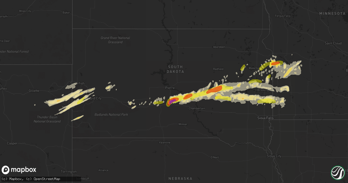 Hail map in South Dakota on June 10, 2017