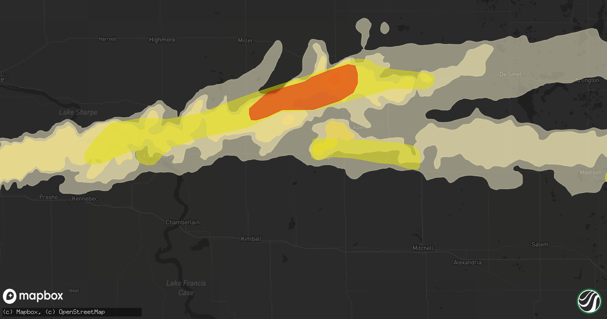 Hail map in Wessington Springs, SD on June 10, 2017