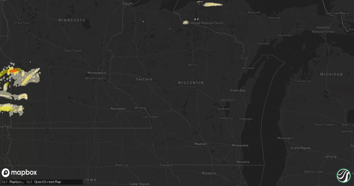 Hail map in Wisconsin on June 10, 2017