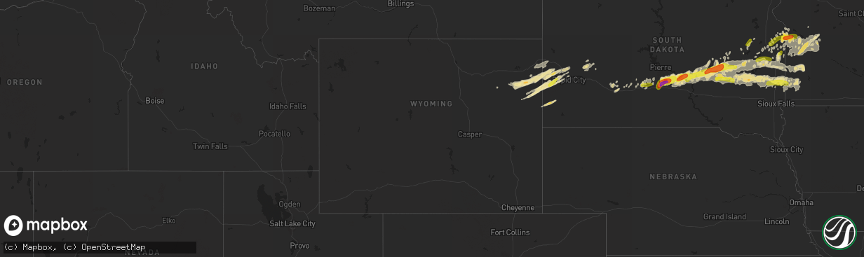 Hail map in Wyoming on June 10, 2017