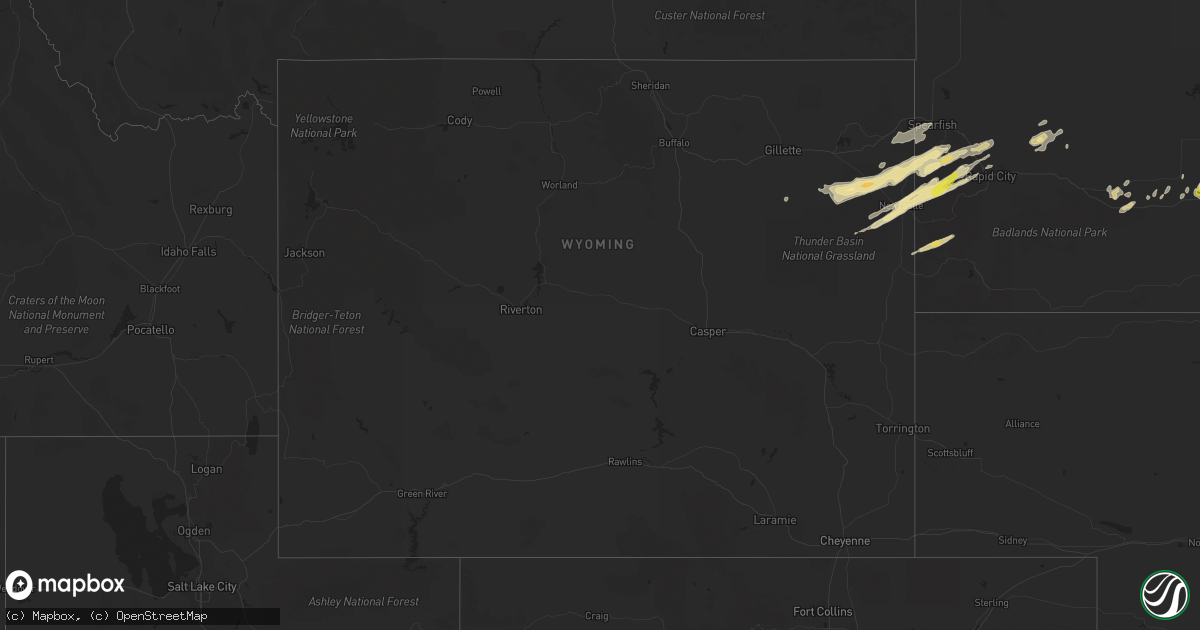 Hail map in Wyoming on June 10, 2017