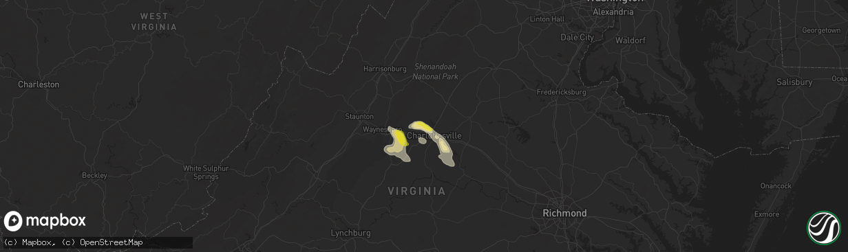 Hail map in Charlottesville, VA on June 10, 2018