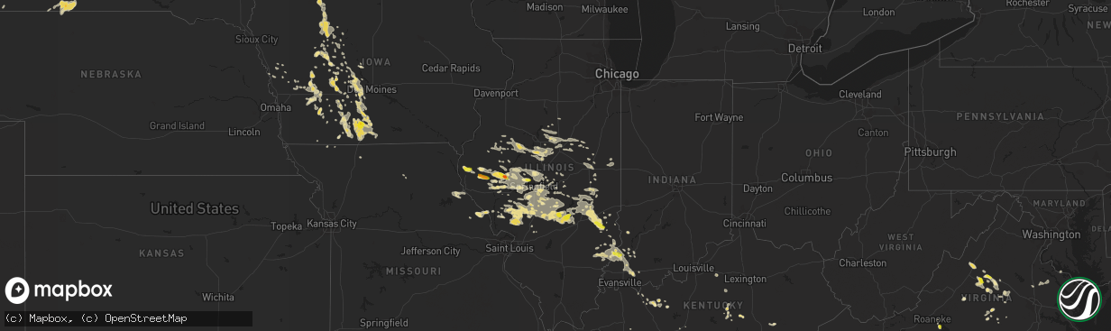 Hail map in Illinois on June 10, 2018