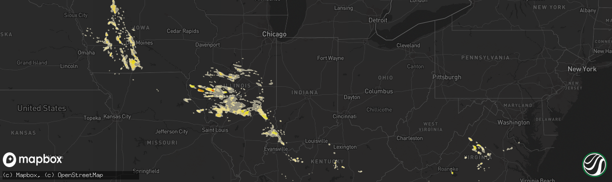 Hail map in Indiana on June 10, 2018