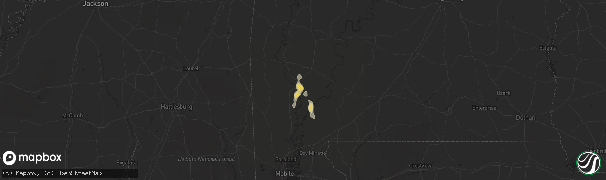 Hail map in Jackson, AL on June 10, 2018