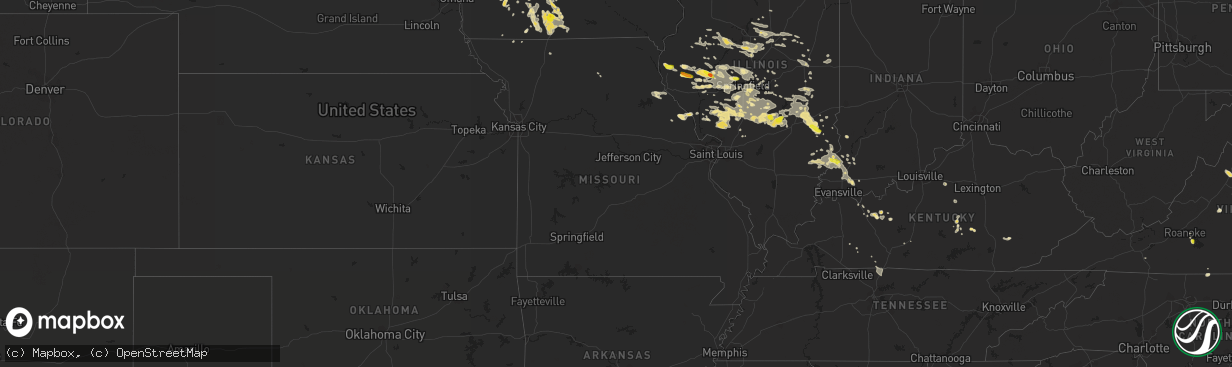 Hail map in Missouri on June 10, 2018