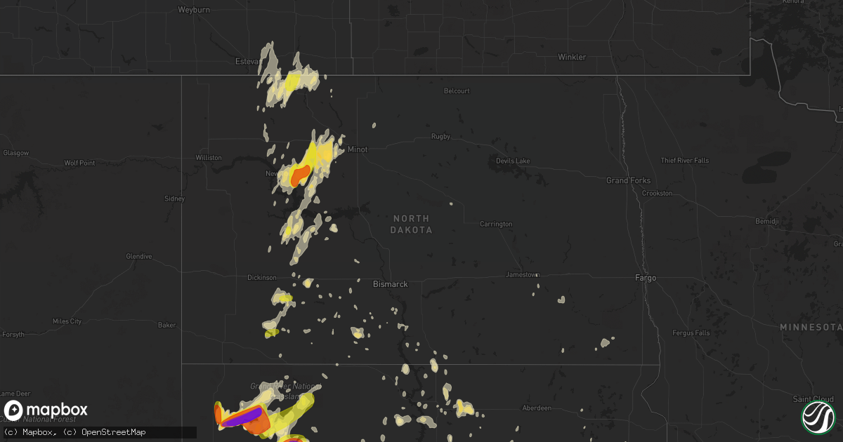 Hail map in North Dakota on June 10, 2018