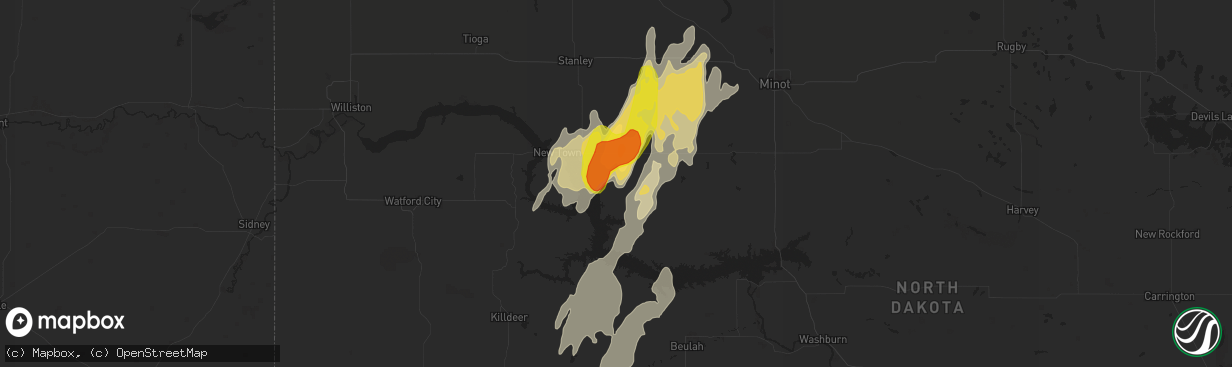 Hail map in Parshall, ND on June 10, 2018