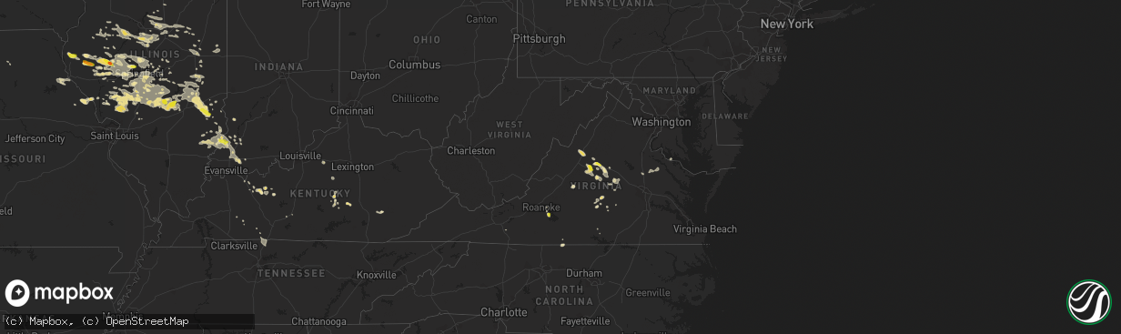 Hail map in Virginia on June 10, 2018