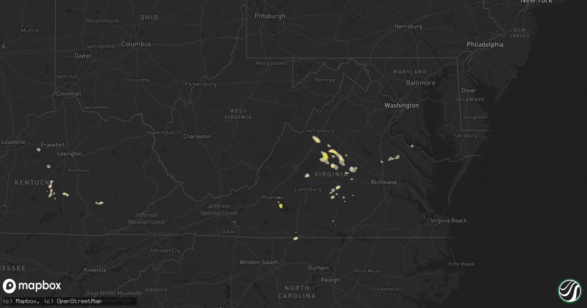 Hail map in Virginia on June 10, 2018