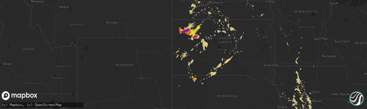 Hail map on June 10, 2018