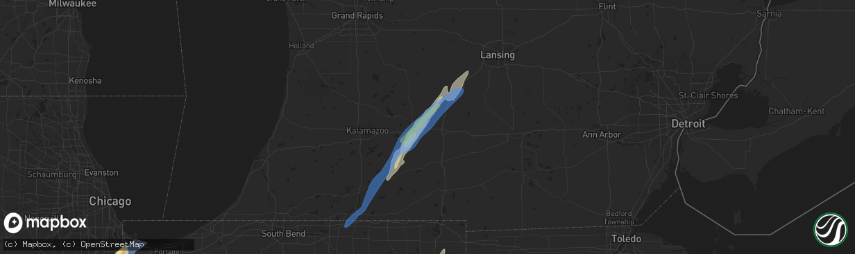 Hail map in Battle Creek, MI on June 10, 2020