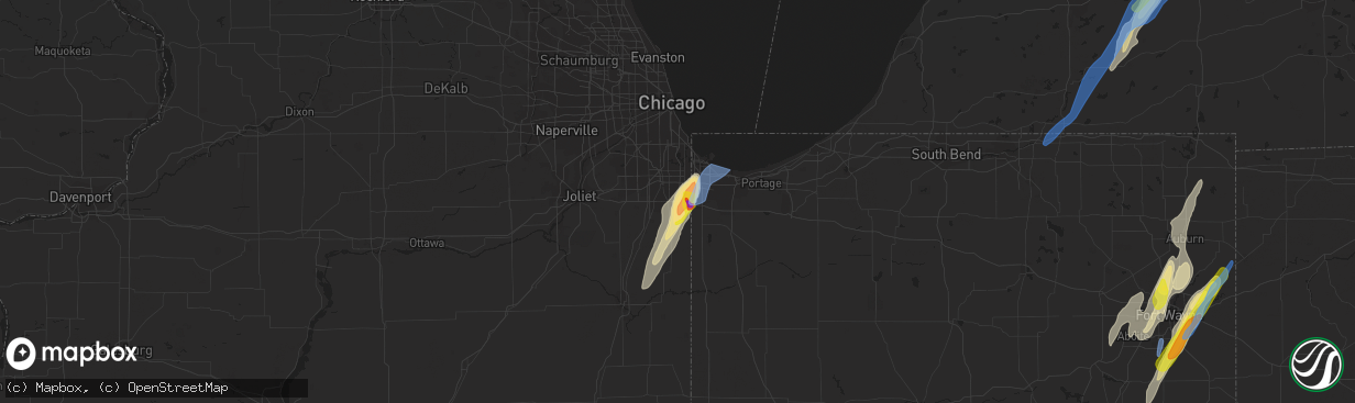 Hail map in Chicago Heights, IL on June 10, 2020