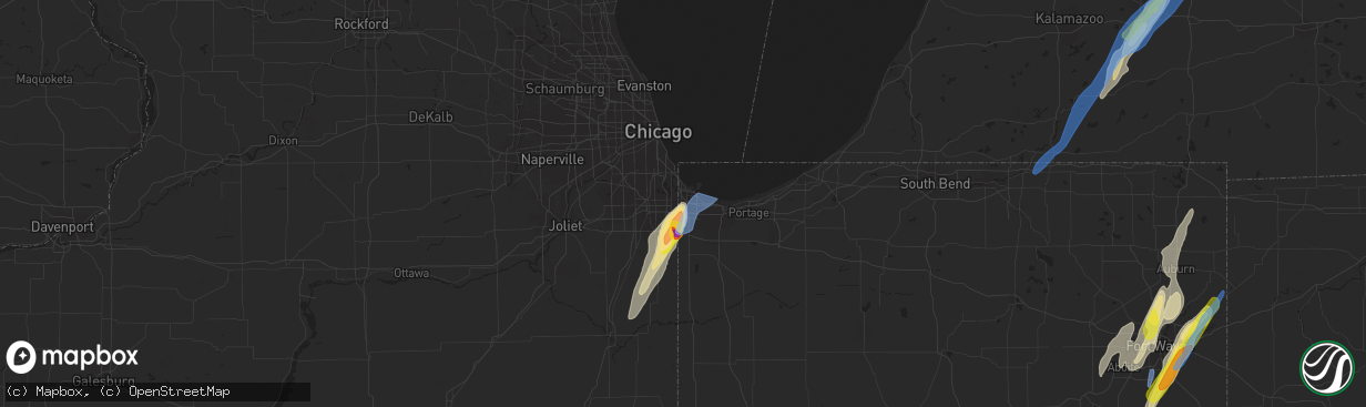 Hail map in Hammond, IN on June 10, 2020