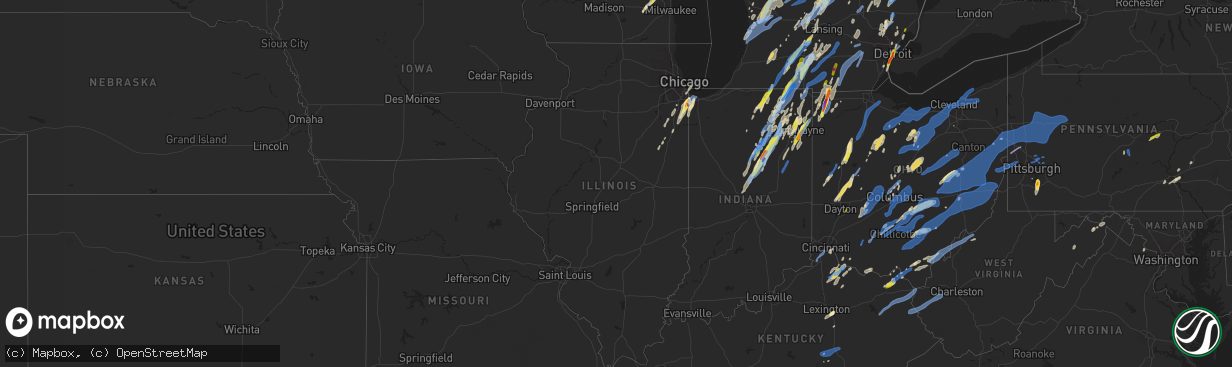 Hail map in Illinois on June 10, 2020