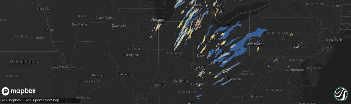 Hail map in Indiana on June 10, 2020