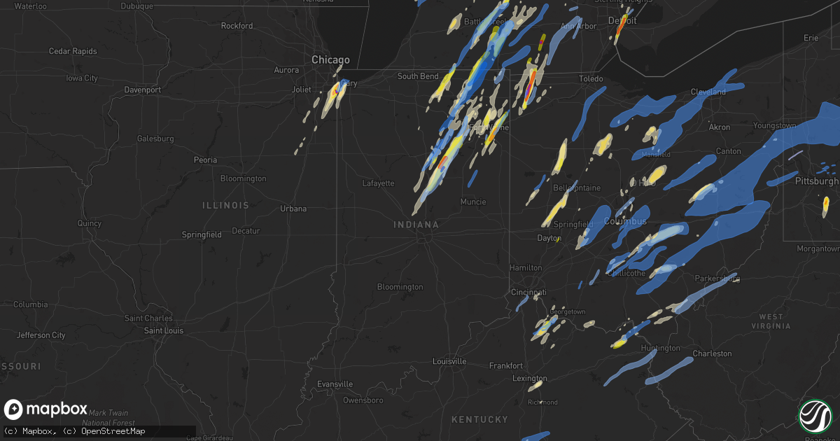 Hail map in Indiana on June 10, 2020