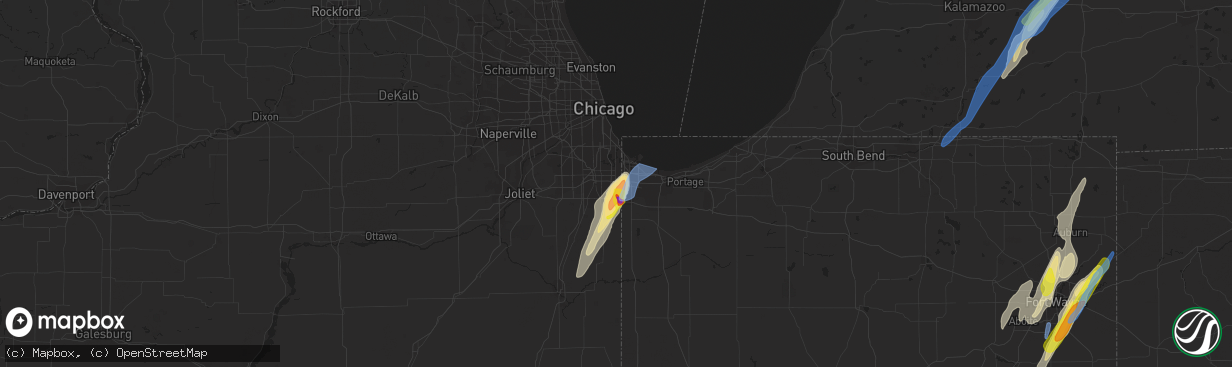 Hail map in Lansing, IL on June 10, 2020