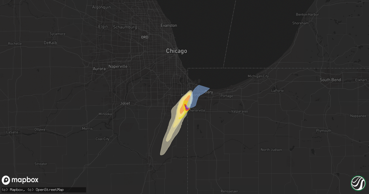 Hail map in Lansing, IL on June 10, 2020