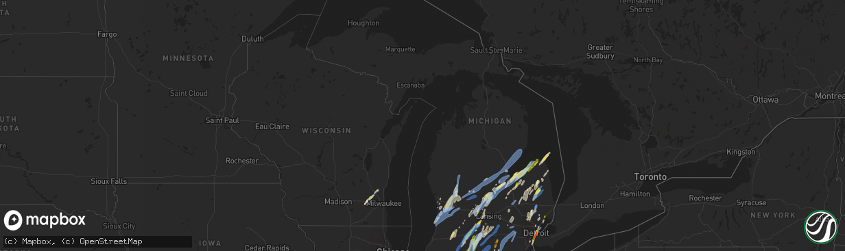 Hail map in Michigan on June 10, 2020