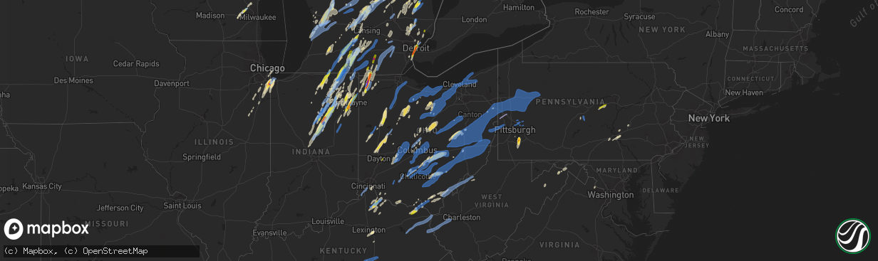 Hail map in Ohio on June 10, 2020