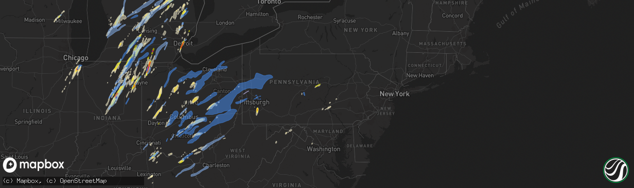 Hail map in Pennsylvania on June 10, 2020