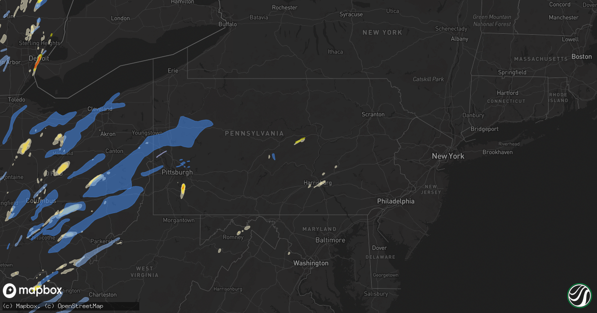 Hail map in Pennsylvania on June 10, 2020