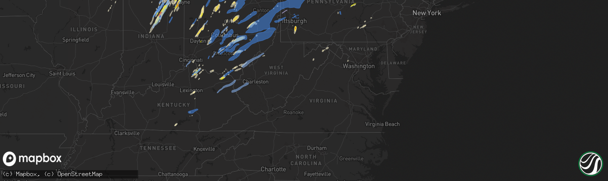 Hail map in Virginia on June 10, 2020