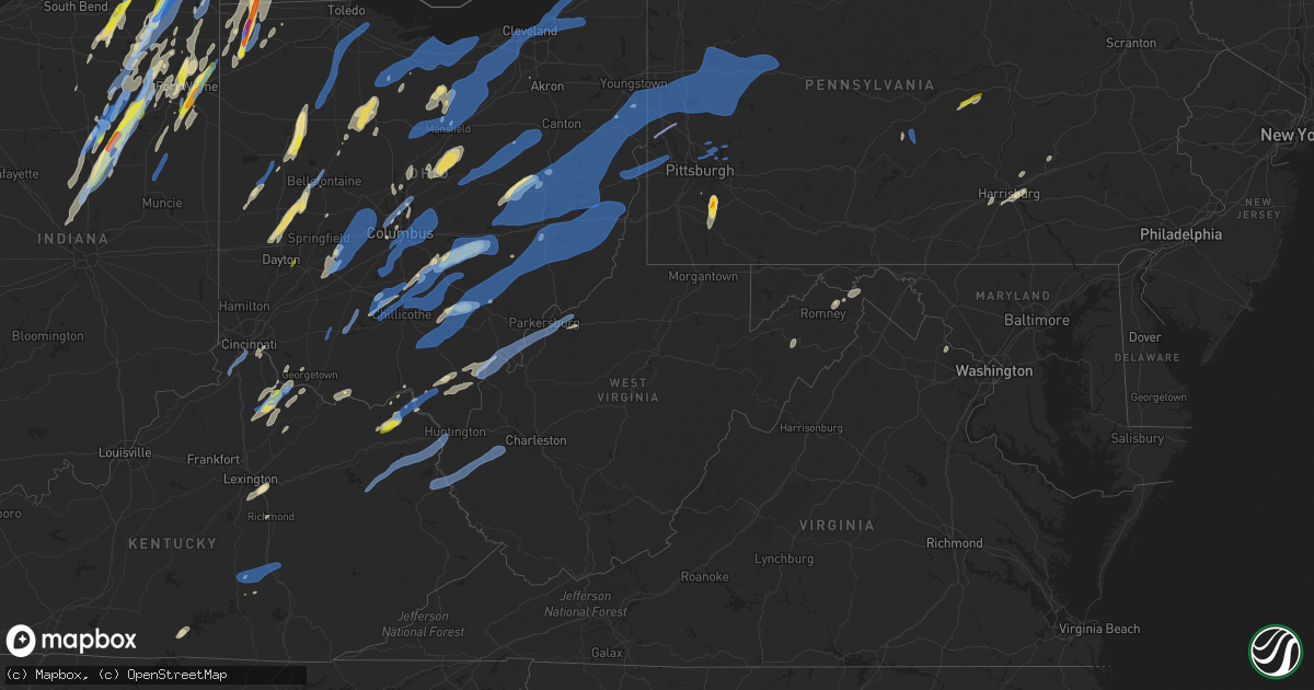 Hail map in West Virginia on June 10, 2020