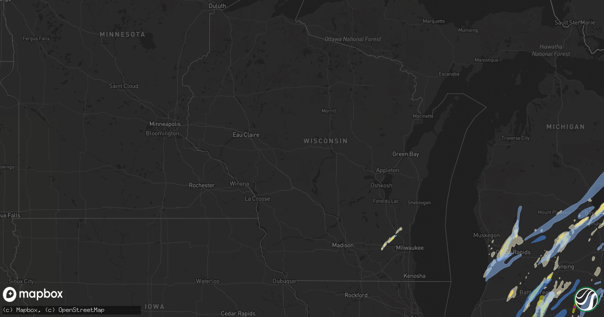 Hail map in Wisconsin on June 10, 2020