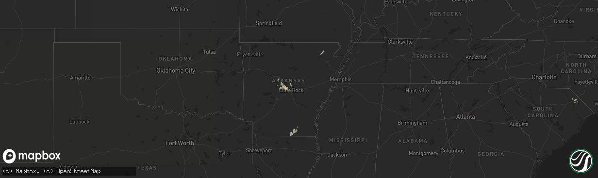 Hail map in Arkansas on June 10, 2021