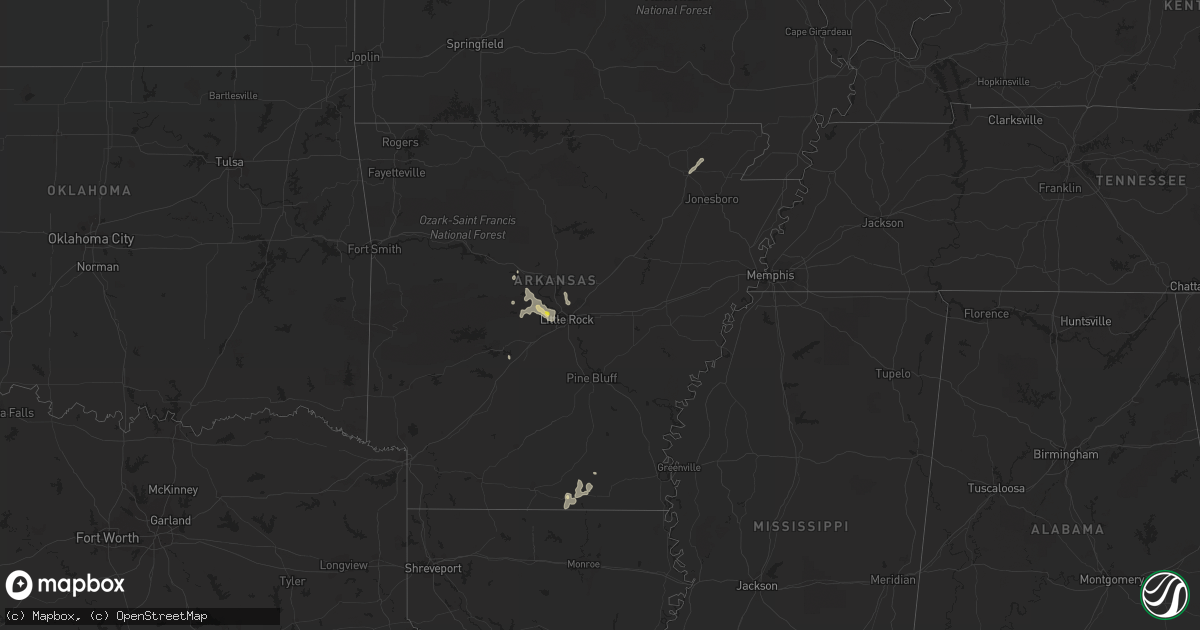 Hail map in Arkansas on June 10, 2021